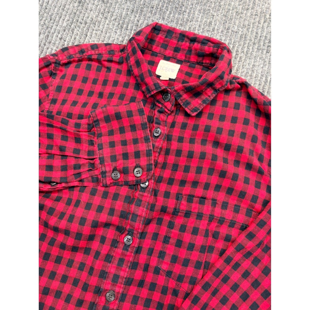 J.Crew The Perfect Shirt Red Black Buffalo Plaid Flannel Button Down XS